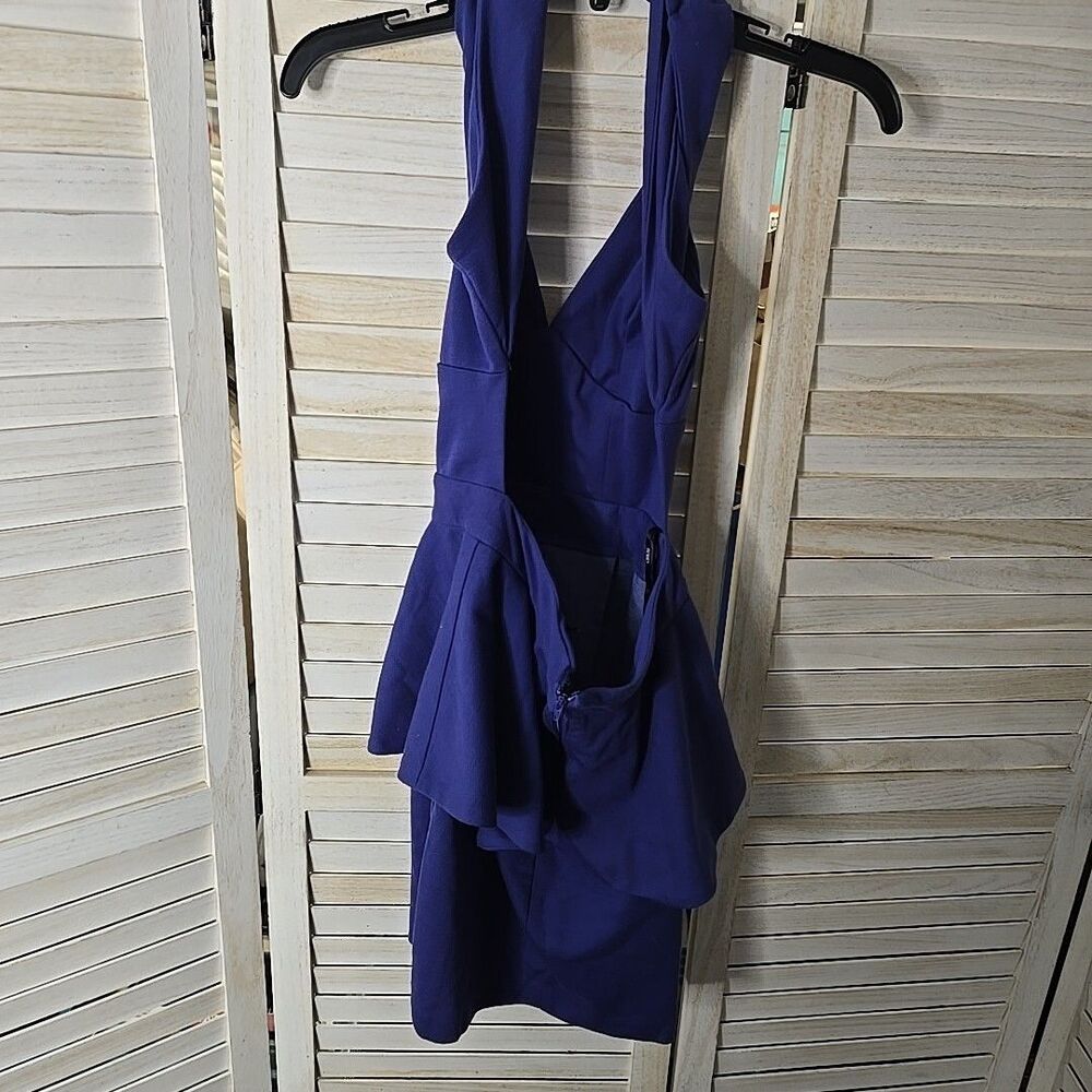 ASOS Mini Dress Womens Low Back Cocktail Gown Size 4 Purple Peplum Waist - Picture 4 of 5